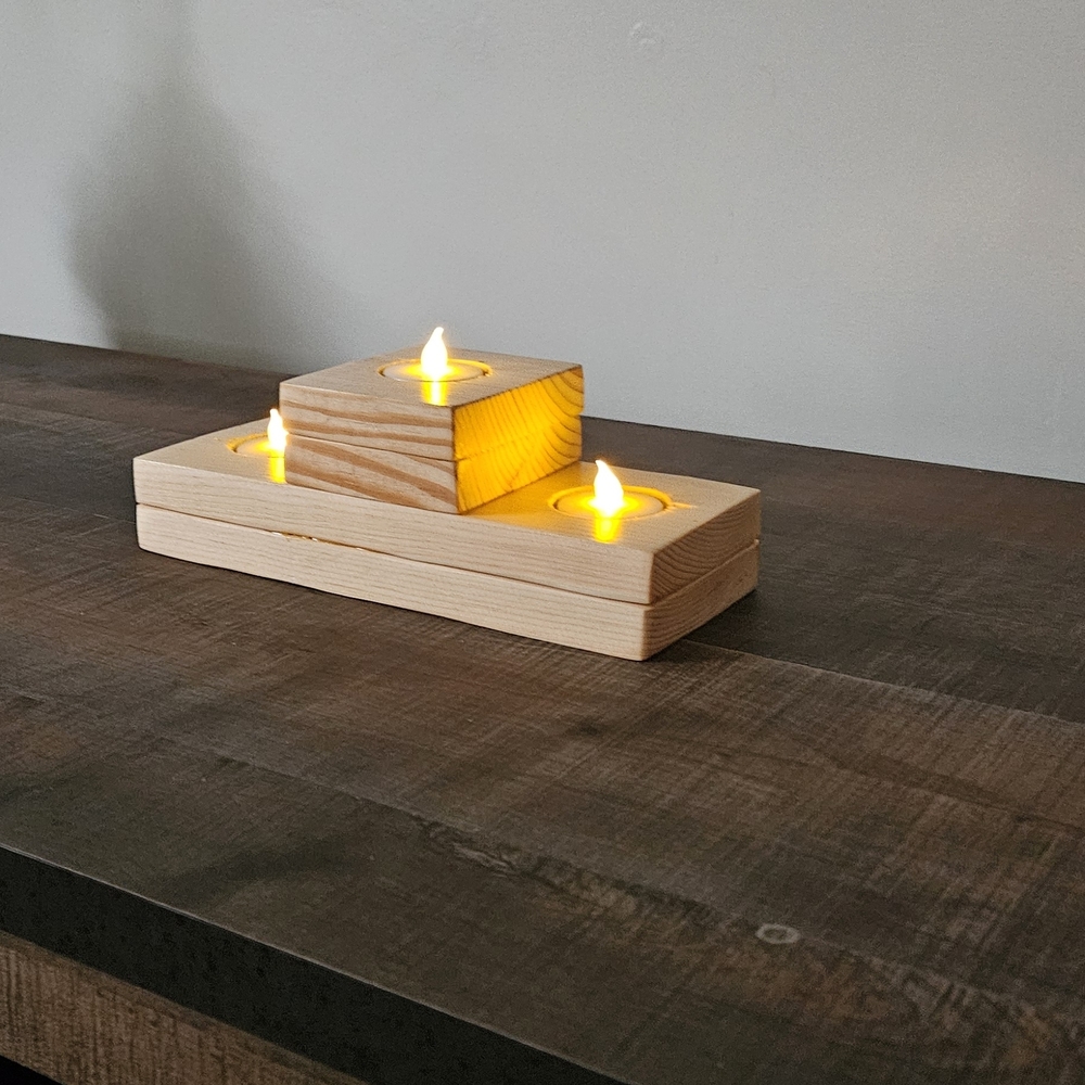 Simple Rustic Wooden Candle Holder - Picture 6 of 8